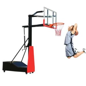 image of a little boy jumping to put a basketball into the Eton Slam Dunk adjustable net